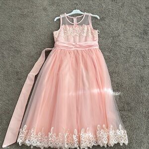 Elegant Pink Lace Kids Formal Dress